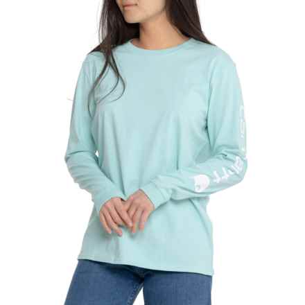 Carhartt 103401 Loose Fit Heavyweight Sleeve Logo T-Shirt - Long Sleeve, Factory Seconds in Pastel Turquoise