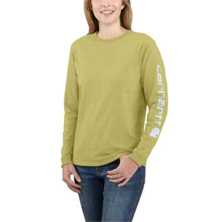 Carhartt 103401 Loose Fit Heavyweight Sleeve Logo T-Shirt - Long Sleeve in Green Olive Heather