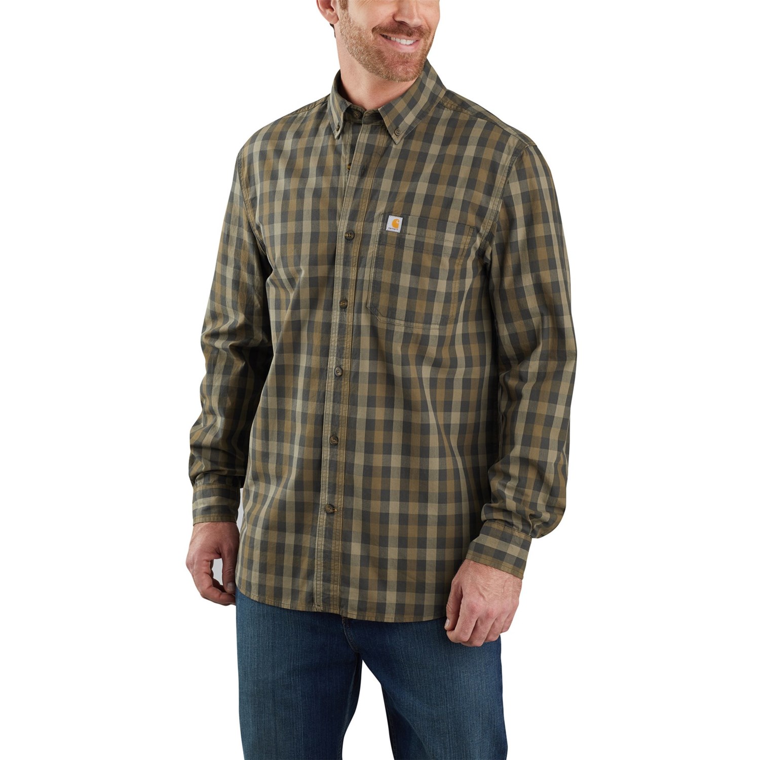 Carhartt 103899 Essential Plaid Button-Down Shirt (For Big and Tall Men)