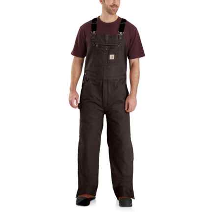 Carhartt 104031 Big and Tall Quilt-Lined Washed Duck Bib Overalls - Insulated, Factory Seconds in Dark Brown