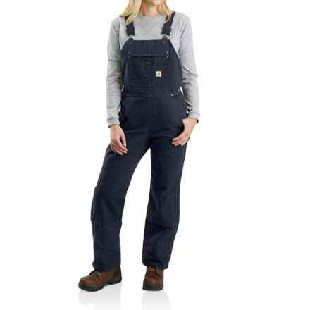 Carhartt 104049 Plus Washed Duck Quilt-Lined Bib Overalls - Insulated in Navy
