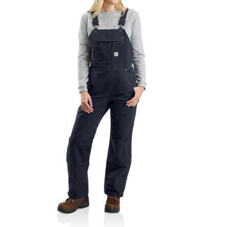 Carhartt 104049 Plus Washed Duck Quilt-Lined Bib Overalls - Insulated in Navy