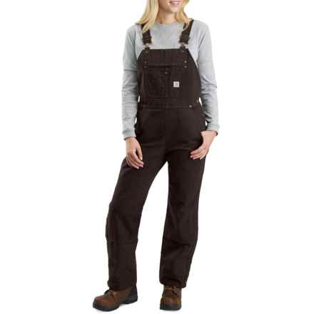 Carhartt 104049 Washed Duck Quilt-Lined Bib Overalls - Insulated in Dark Brown