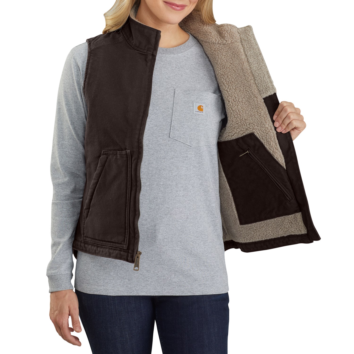 carhartt women's mock neck sherpa lined vest