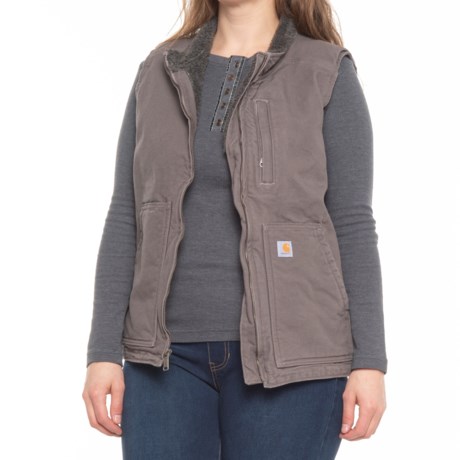 Carhartt 104224 Washed Duck Mock Neck Vest - Sherpa Lined, Factory