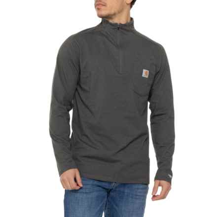 Carhartt 104225 Force® Relaxed Fit Midweight Mock Neck T-Shirt - Zip Neck, Long Sleeve in Carbon Heather