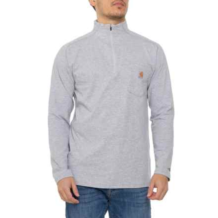 Carhartt 104225 Force® Relaxed Fit Midweight Mock Neck T-Shirt - Zip Neck, Long Sleeve in Heather Gray