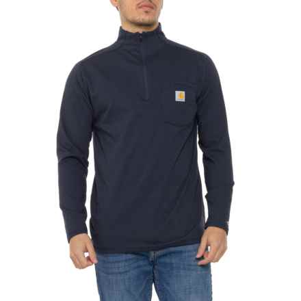 Carhartt 104225 Force® Relaxed Fit Midweight Mock Neck T-Shirt - Zip Neck, Long Sleeve in Navy