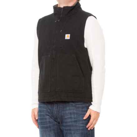 Carhartt 104277 Big and Tall Loose Fit Washed Duck Sherpa-Lined Mock Neck Vest - Factory Seconds in Black