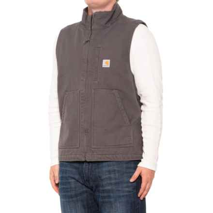 Carhartt 104277 Washed Duck Mock Neck Vest - Sherpa Lined, Loose Fit, Factory Seconds in Gravel