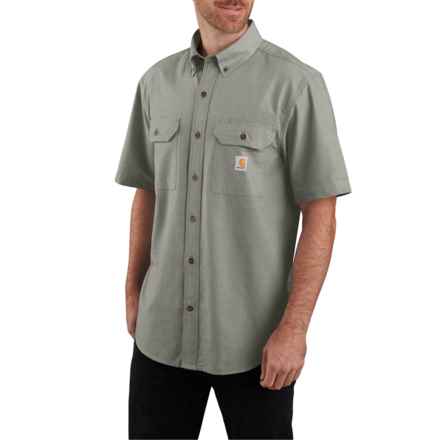 Carhartt 104369 Loose-Fit Midweight Chambray Shirt - Short Sleeve in Dusty Olive Chambray