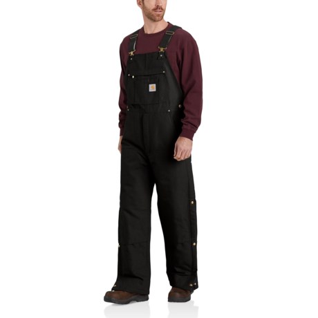 Carhartt 104393 Big and Tall Loose Fit Quilt-Lined Bib Overalls - Insulated, Factory Seconds in Black