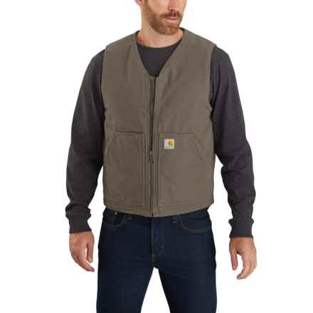 Carhartt 104394 Big and Tall Washed Duck Sherpa-Lined Vest - Factory Seconds in Driftwood