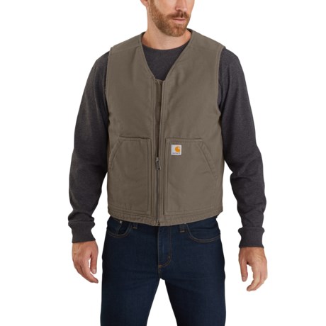 Carhartt 104394 Washed Duck Vest - Sherpa Lined, Factory Seconds in Driftwood