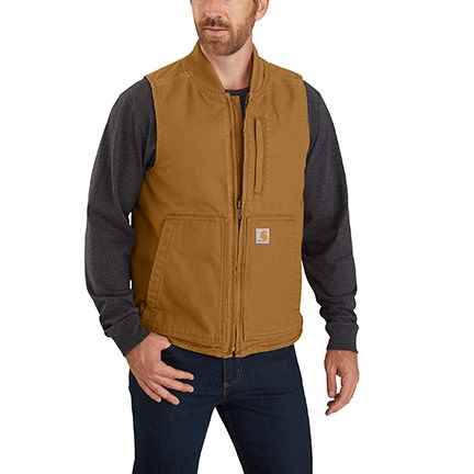 Carhartt 104395 Washed Duck Vest - Insulated, Factory Seconds in Carhartt Brown