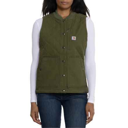 Carhartt 104423 Rugged Flex® Relaxed Fit Canvas Rib Collar Vest - Insulated in Basil