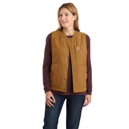 Carhartt 104423 Rugged Flex® Relaxed Fit Canvas Rib Collar Vest - Insulated in Carhartt Brown