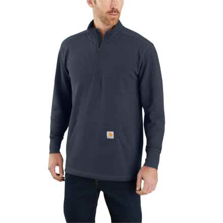 Carhartt 104428 Heavyweight Relaxed Fit Thermal Shirt - Zip Neck, Long Sleeve, Factory Seconds in Navy Heather