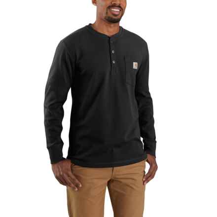 Carhartt 104429 Heavyweight Pocket Thermal Henley Shirt - Long Sleeve, Factory Seconds in Black