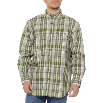 Carhartt 104507 Flame-Resistant Force® Loose Fit Midweight Twill Plaid Shirt - Long Sleeve in Basil/Carhartt Gray