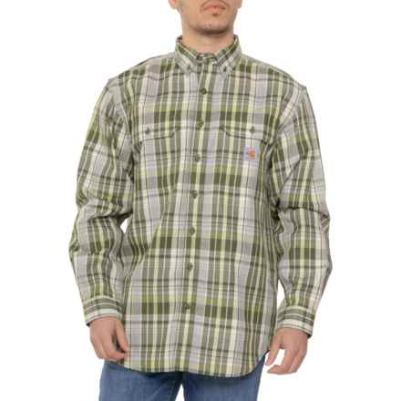 Carhartt 104507 Flame-Resistant Force® Loose Fit Midweight Twill Plaid Shirt - Long Sleeve in Basil/Carhartt Gray