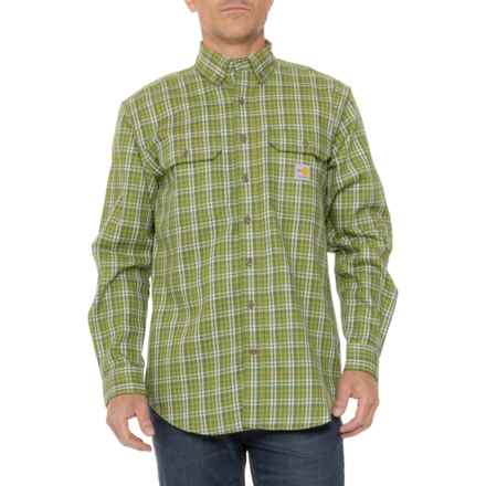 Carhartt 104507 Flame-Resistant Force® Loose Fit Midweight Twill Plaid Shirt - Long Sleeve in Chive/Mountain View