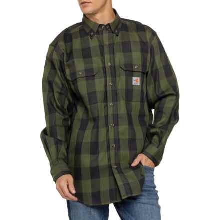 Carhartt 104507 Flame-Resistant Force® Rugged Flex® Loose Fit Midweight Twill Plaid Shirt - Long Sleeve in Basil