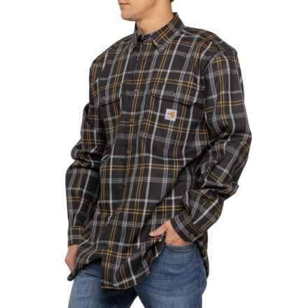 Carhartt 104507 Flame-Resistant Force® Rugged Flex® Loose Fit Midweight Twill Plaid Shirt - Long Sleeve in Black