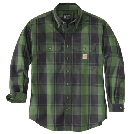 Carhartt 104507 Flame-Resistant Original Fit Twill Plaid Shirt - Long Sleeve in Chive