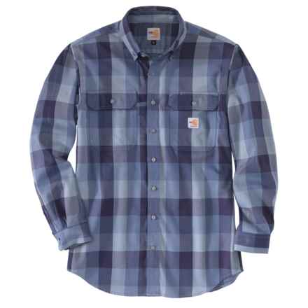 Carhartt 104507 Flame-Resistant Original Fit Twill Plaid Shirt - Long Sleeve in Navy