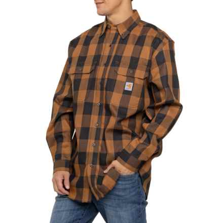 Carhartt 104507 Flame-Resistant Regular Fit Twill Plaid Shirt - Long Sleeve in Oiled Walnut