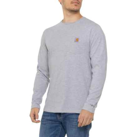 Carhartt 104617 Big and Tall Force® Relaxed Fit Midweight Pocket T-Shirt - UPF 25, Long Sleeve in Heather Gray