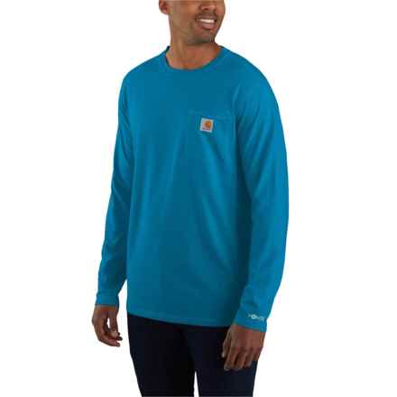 Carhartt 104617 Force® Relaxed Fit Midweight Pocket T-Shirt - Long Sleeve in Marine Blue