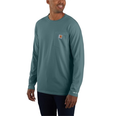 Carhartt 104617 Force® Relaxed Fit Midweight Pocket T-Shirt - Long Sleeve in Sea Pine