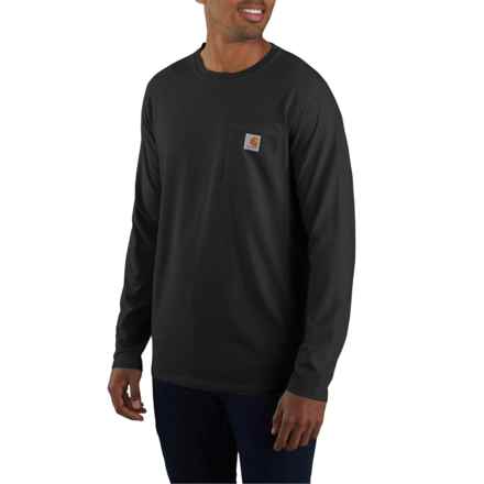 Carhartt 104617 Force® Relaxed Fit Midweight Pocket T-Shirt - UPF 25, Long Sleeve in Black