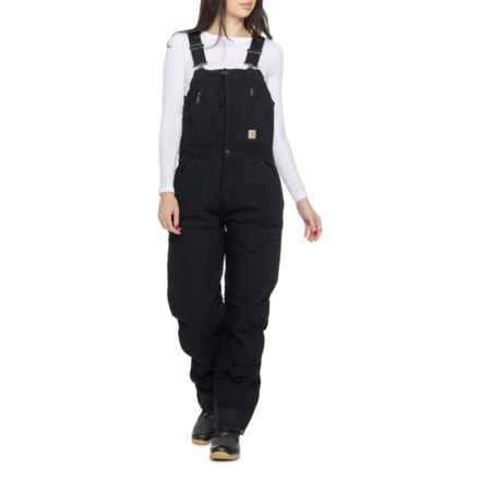 Carhartt 104694 Loose Fit Washed Duck Bib Overalls - Insulated, Factory Seconds in Black