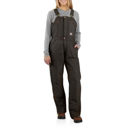 Carhartt 104694 Loose Fit Washed Duck Bib Overalls - Insulated, Plus Size in Dark Brown