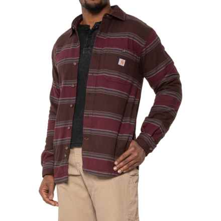 Carhartt 104913 Big and Tall Rugged Flex® Flannel Shirt - Fleece Lined, Long Sleeve in Dark Brown Stripe
