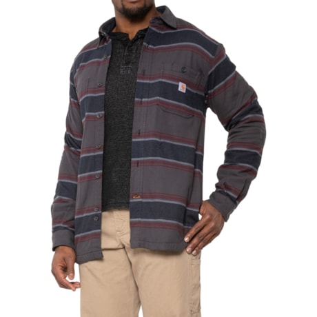 Carhartt Men's Rugged Flex Relaxed Fit Midweight Flannel Fleece-Lined Shirt | Shadow Stripe | XL Tall