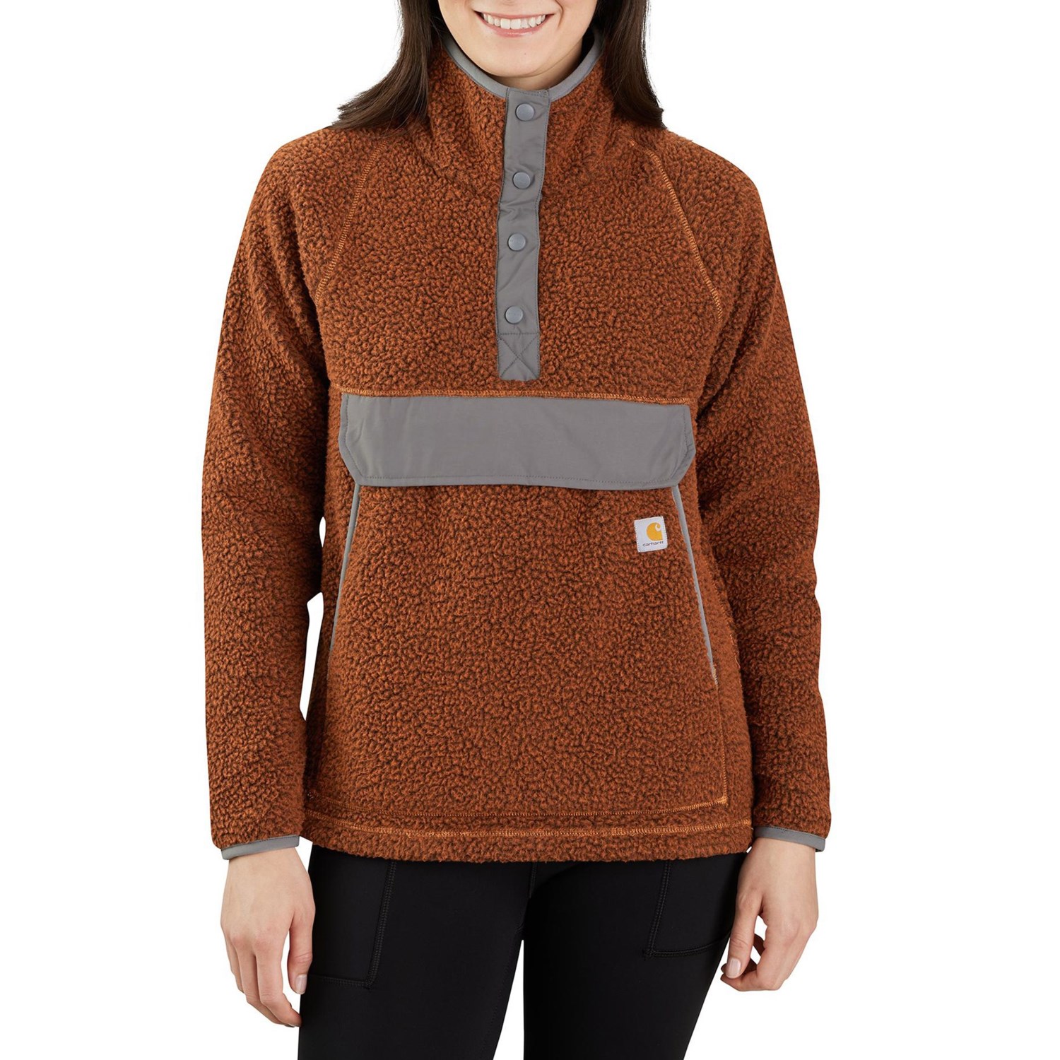 (取寄) カーハート 104922 プラス リラックスド-フィット フィット フリース シャツ - スナップ ネック, ロング スリーブ Carhartt 104922 Plus Relaxed Fit Fleece Shirt - Snap Neck, Long Sleeve Burnt Sienna/Black Heather carhartt-104922-plus-relaxed-