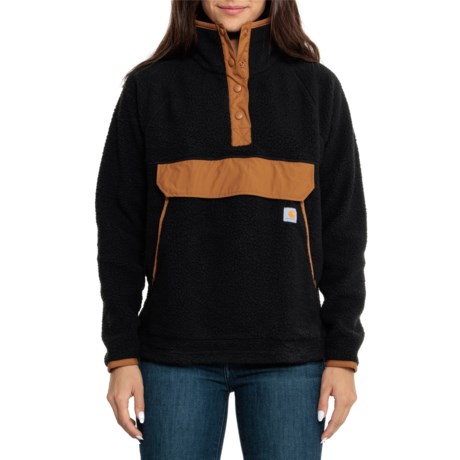 Carhartt 104922 Relaxed Fit Fleece Shirt - Snap Neck, Long Sleeve in Black