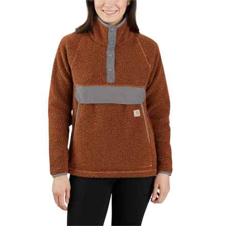 Carhartt 104922 Relaxed Fit Fleece Shirt - Snap Neck, Long Sleeve in Burnt Sienna/ Black Heather