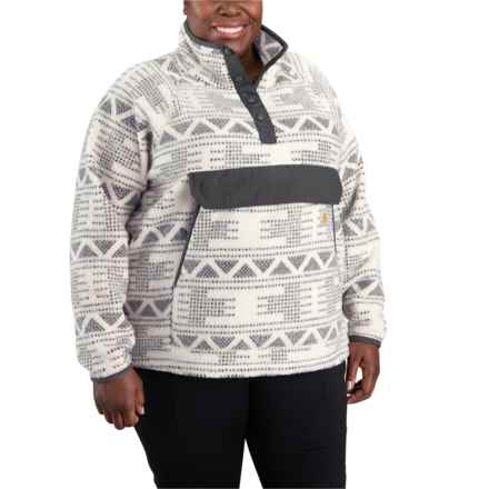 Carhartt 104922 Relaxed Fit Snap Neck Fleece Shirt - Long Sleeve, Factory Seconds in Malt Geometric Print