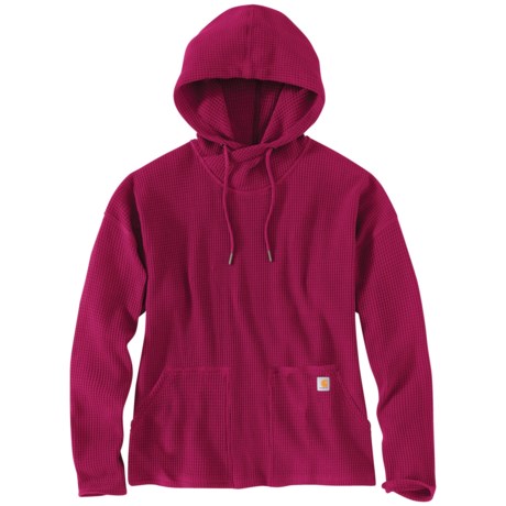 Carhartt 104967 Relaxed Fit Heavyweight Hooded Thermal Shirt - Long Sleeve in Beet Red Heather