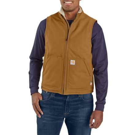 Carhartt 104981 Big and Tall Flame-Resistant Duck Vest - Wool Sherpa Lined, Factory Seconds in Carhartt Brown