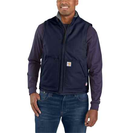 Carhartt 104981 Big and Tall Flame-Resistant Duck Vest - Wool Sherpa Lined, Factory Seconds in Dark Navy