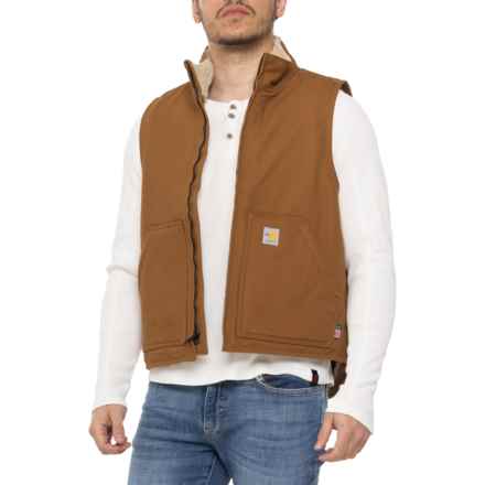 Carhartt 104981 Flame-Resistant Duck Vest - Wool Sherpa Lined, Factory Seconds in Carhartt Brown