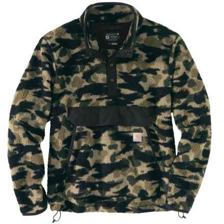 Carhartt 104991 Big and Tall Relaxed Fit Fleece Jacket - Snap Neck in Black Blind Duck Camo