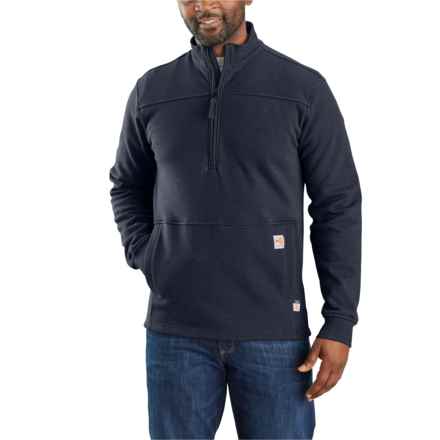 Carhartt 105012 Big and Tall Flame Resistant Rain Defender® Mock Neck Shirt - Zip Neck, Long Sleeve in Navy