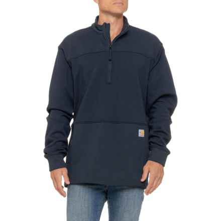 Carhartt 105012 Big and Tall Flame Resistant Rain Defender® Mock Neck Shirt - Zip Neck, Long Sleeve in Navy